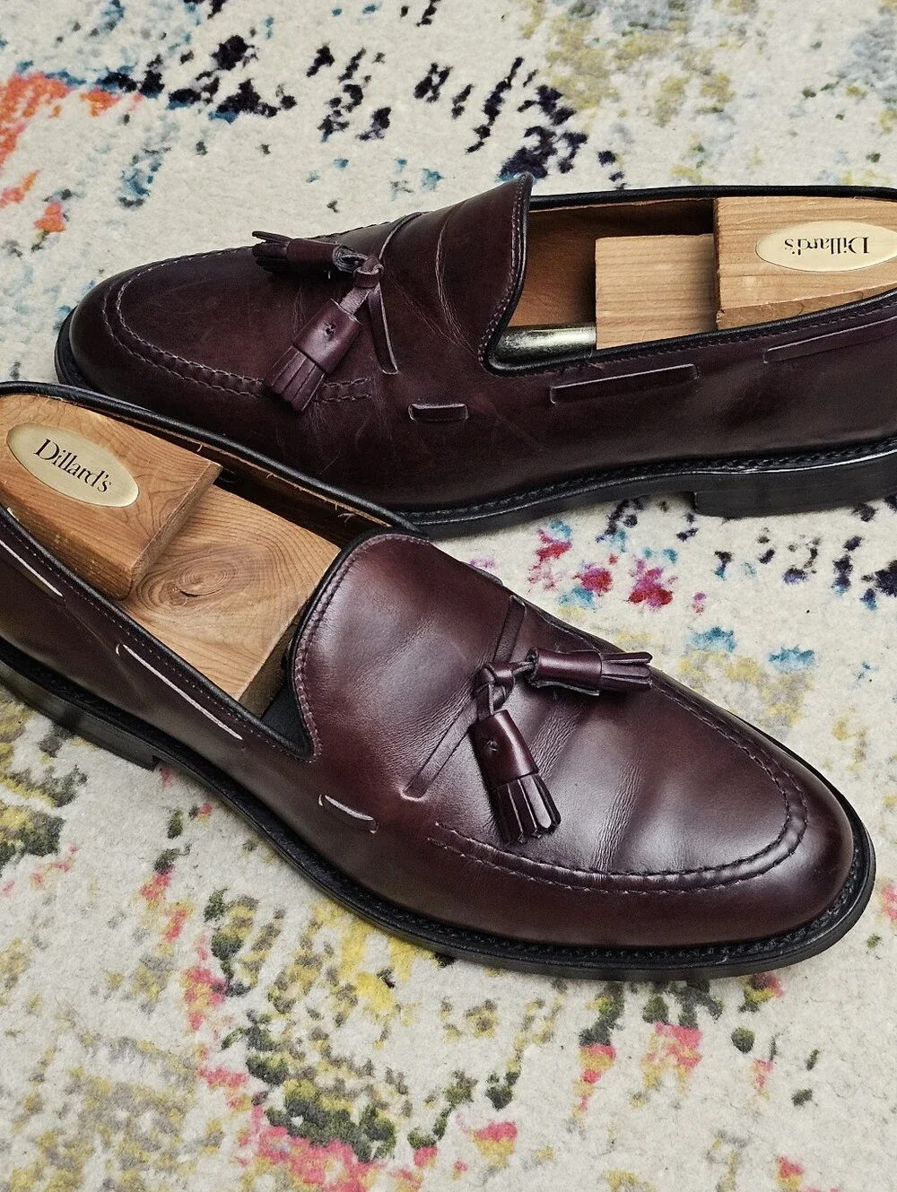 Allen Edmonds Grayson Tassel Loafers Men's Dress Shoes 8.5 D Burgundy Oxblood